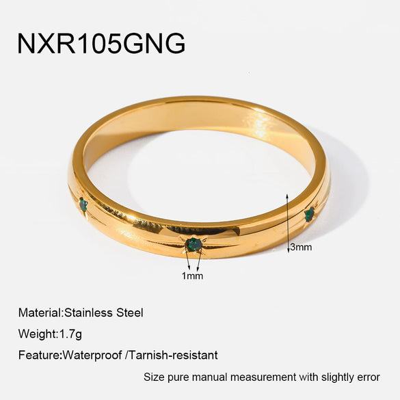 Wholesale Stackable Women's Geometric Horse Eye Rings Stainless Steel 18K Gold Plated With Diamonds