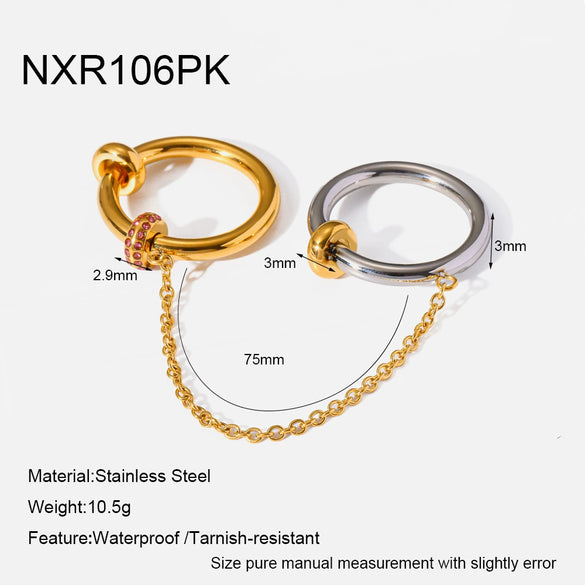 Wholesale Stackable Women's Geometric Horse Eye Rings Stainless Steel 18K Gold Plated With Diamonds