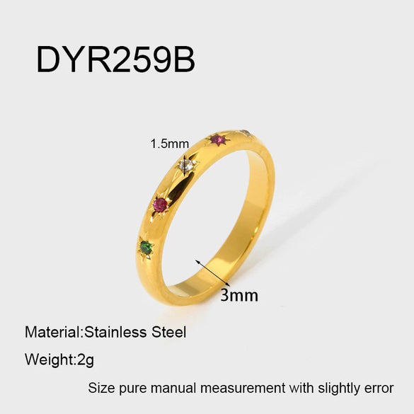 Wholesale Stackable Women's Geometric Horse Eye Rings Stainless Steel 18K Gold Plated With Diamonds