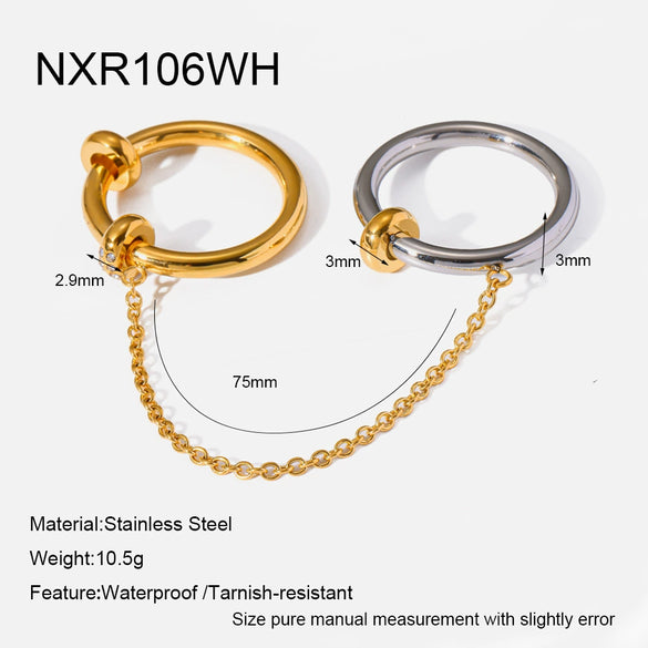 Wholesale Stackable Women's Geometric Horse Eye Rings Stainless Steel 18K Gold Plated With Diamonds