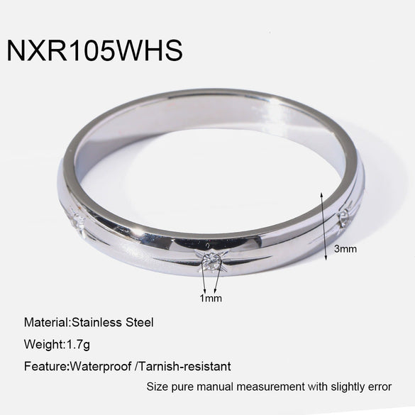 Wholesale Stackable Women's Geometric Horse Eye Rings Stainless Steel 18K Gold Plated With Diamonds