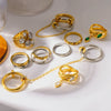 Wholesale Stackable Women's Geometric Horse Eye Rings Stainless Steel 18K Gold Plated With Diamonds