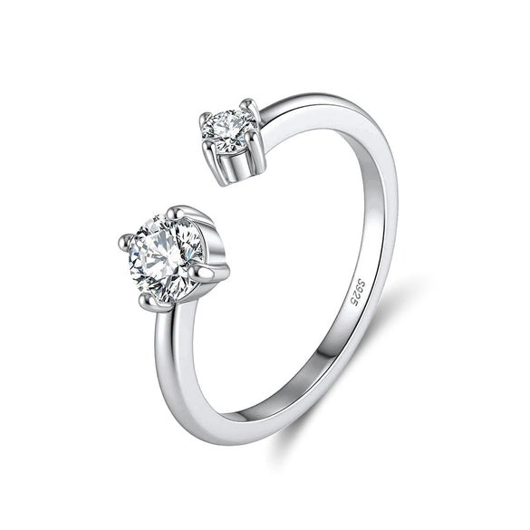Wholesale Stackable Women's S925 Silver Geometric Electroplated Rings With D Color Moissanite