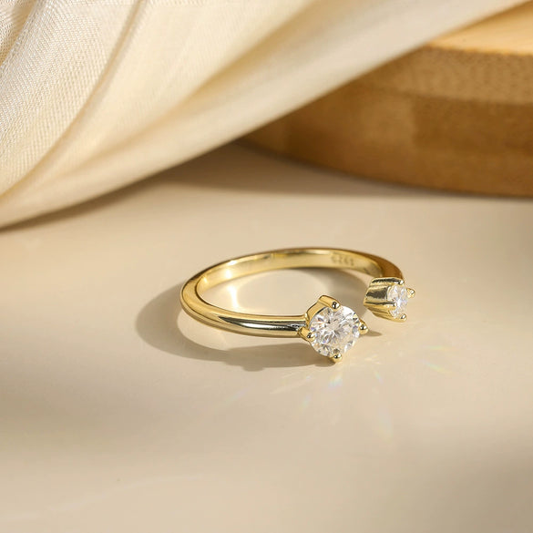 Wholesale Stackable Women's S925 Silver Geometric Electroplated Rings With D Color Moissanite