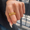Wholesale Stacked Geometric Titanium Steel And Stainless Steel Rings With Electroplating For Women