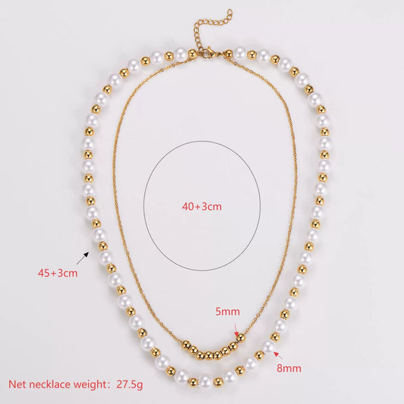 Wholesale Stacked Pearl Stainless Steel Electroplated Snake Bone Chain Pendant Necklace For Men