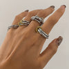 Wholesale Stacked Pearl Stainless Steel Ring For Women With Geometric Design And Electroplating