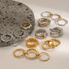 Wholesale Stacked Pearl Stainless Steel Ring For Women With Geometric Design And Electroplating