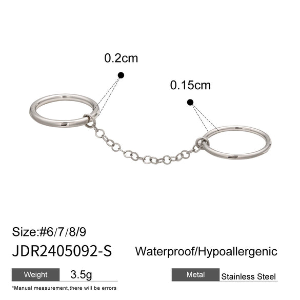 Wholesale Stacked Pearl Stainless Steel Ring For Women With Geometric Design And Electroplating