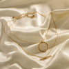 Wholesale Stacked Stainless Steel Necklace With 16K Gold Plated Double Round Long Stitching And Geometric Design For Women