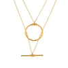 Wholesale Stacked Stainless Steel Necklace With 16K Gold Plated Double Round Long Stitching And Geometric Design For Women