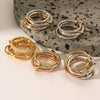 Wholesale Stacked Stainless Steel Ring For Women With Geometric Pattern And Electroplating Treatment
