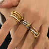 Wholesale Stacked Stainless Steel Ring For Women With Geometric Pattern And Electroplating Treatment