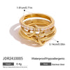 Wholesale Stacked Stainless Steel Ring For Women With Geometric Pattern And Electroplating Treatment