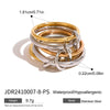 Wholesale Stacked Stainless Steel Ring For Women With Geometric Pattern And Electroplating Treatment