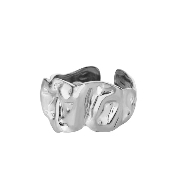 Wholesale Stacked Wide Face Irregular Geometric Stainless Steel Ring With 18K Gold Plated Electroplating Jewelry Fashion Unisex