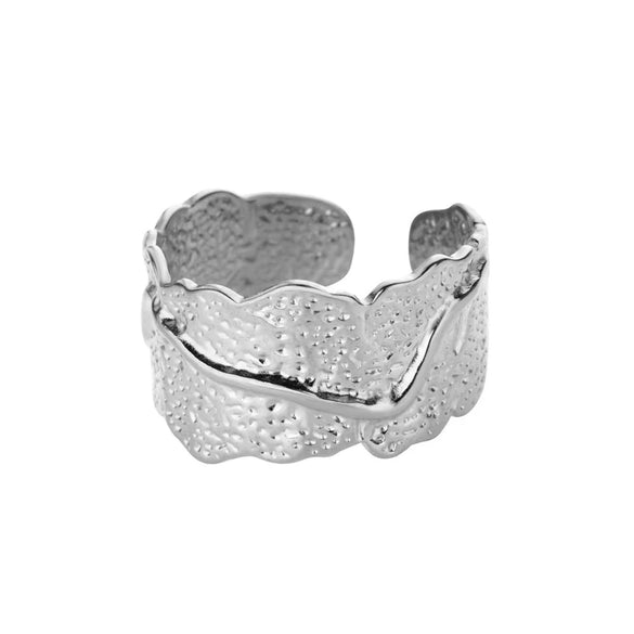 Wholesale Stacked Wide Face Irregular Geometric Stainless Steel Ring With 18K Gold Plated Electroplating Jewelry Fashion Unisex