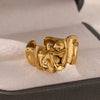 Wholesale Stacked Wide Face Irregular Geometric Stainless Steel Ring With 18K Gold Plated Electroplating Jewelry Fashion Unisex