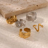 Wholesale Stacked Wide Face Irregular Geometric Stainless Steel Ring With 18K Gold Plated Electroplating Jewelry Fashion Unisex