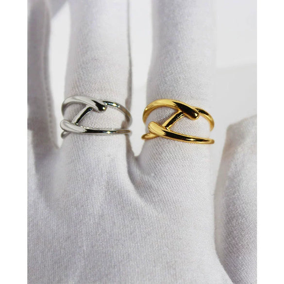 Wholesale Stacking Ring Brass Geometric Line Cross Design Electroplating For Women And Unisex