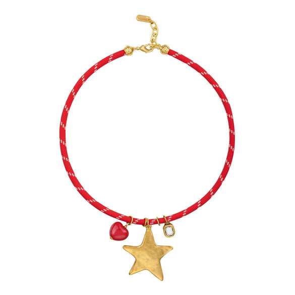 Wholesale Stacking Style Heart Fivepointed Star Pendant Necklace Electroplated 18K Gold Stainless Steel For Women