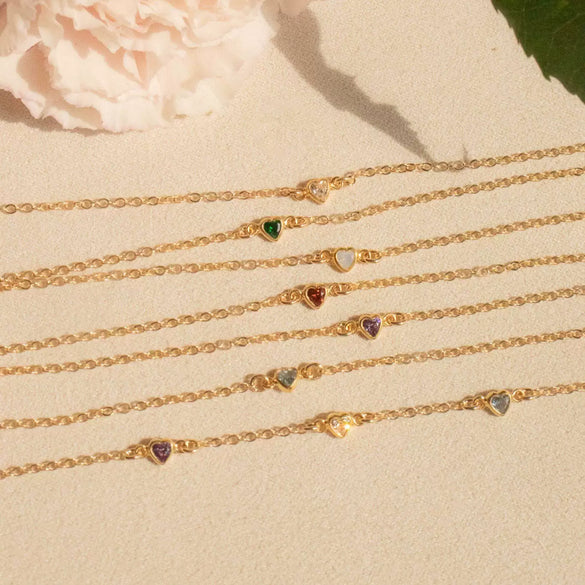 Wholesale Stacking Style Heart Pendant Stainless Steel Women's Bracelet Electroplated 18K Gold Color Retention