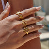 Wholesale Stacking Style Stainless Steel Electroplated Geometric Starfish Open Ring