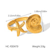 Wholesale Stainless Steel Adjustable Rings With Rose Flowers Butterfly Geometric Shapes Polished Plating For Women