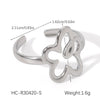 Wholesale Stainless Steel Adjustable Rings With Rose Flowers Butterfly Geometric Shapes Polished Plating For Women