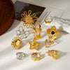 Wholesale Stainless Steel Adjustable Rings With Rose Flowers Butterfly Geometric Shapes Polished Plating For Women