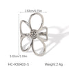 Wholesale Stainless Steel Adjustable Rings With Rose Flowers Butterfly Geometric Shapes Polished Plating For Women