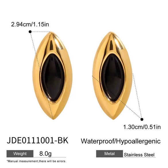Wholesale Stainless Steel Agate Earrings With Geometric Design And Electroplating Treatment