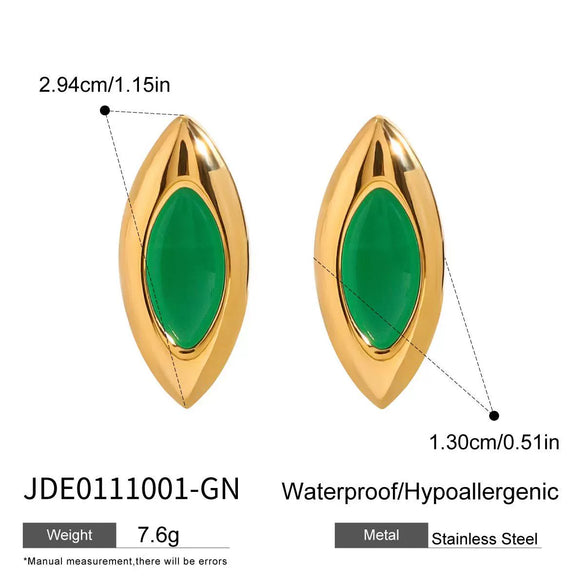 Wholesale Stainless Steel Agate Earrings With Geometric Design And Electroplating Treatment