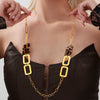 Wholesale Stainless Steel And Acrylic Light Luxury Geometric Leopard Print Chain Necklace With 18K Gold Plating