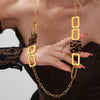 Wholesale Stainless Steel And Acrylic Light Luxury Geometric Leopard Print Chain Necklace With 18K Gold Plating