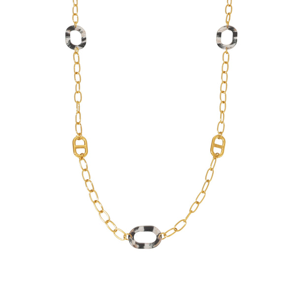 Wholesale 316L Stainless Steel And Acrylic Light Luxury Geometric Style Long Necklace For Women With Electroplating