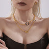 Wholesale 316L Stainless Steel And Acrylic Light Luxury Geometric Style Long Necklace For Women With Electroplating