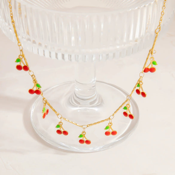 Wholesale Stainless Steel And Acrylic Women's Handmade Jewelry Set With Plants Flowers Pattern And Electroplating Process Necklace And Hand Jewelry