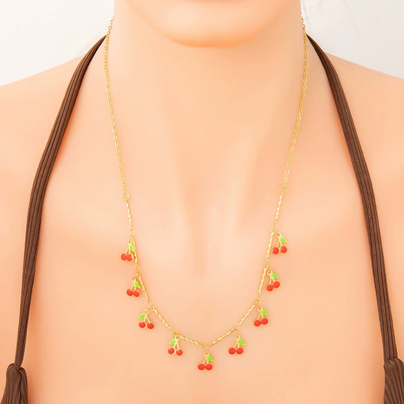 Wholesale Stainless Steel And Acrylic Women's Handmade Jewelry Set With Plants Flowers Pattern And Electroplating Process Necklace And Hand Jewelry