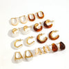 Wholesale Stainless Steel And Amber Resin Geometric C Shape Earrings With Highend Feel And Electroplating
