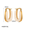 Wholesale Stainless Steel And Amber Resin Geometric C Shape Earrings With Highend Feel And Electroplating