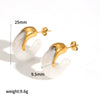 Wholesale Stainless Steel And Amber Resin Geometric C Shape Earrings With Highend Feel And Electroplating