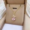 Wholesale Stainless Steel And Copper Animal Zodiac Cartoon Style Butterfly Pendant Full Diamond Necklace For Women