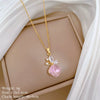 Wholesale Stainless Steel And Copper Animal Zodiac Cartoon Style Butterfly Pendant Full Diamond Necklace For Women