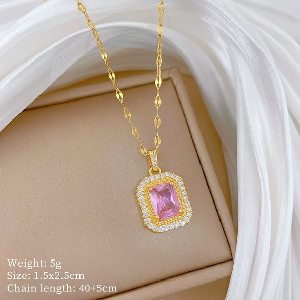 Wholesale Stainless Steel And Copper Animal Zodiac Pattern Luxury Style Fashionable Full Diamond Necklace Unisex Clavicle Chain