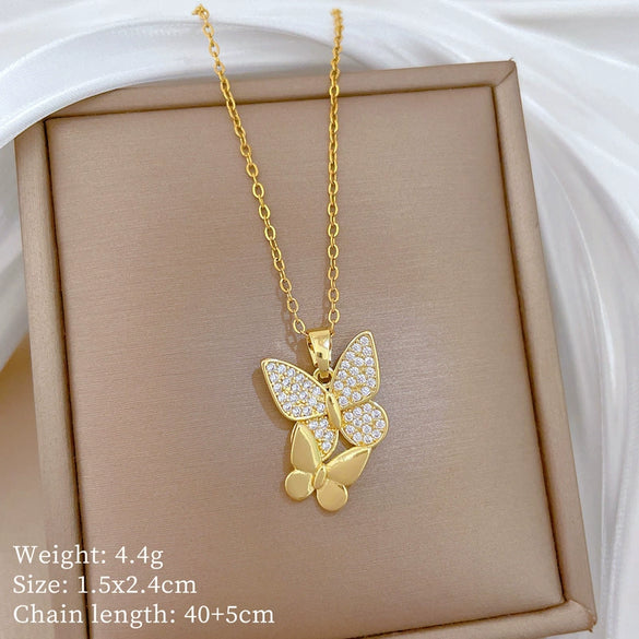 Wholesale Stainless Steel And Copper Animal Zodiac Pattern Luxury Style Fashionable Full Diamond Necklace Unisex Clavicle Chain