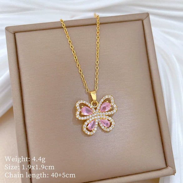 Wholesale Stainless Steel And Copper Animal Zodiac Pattern Luxury Style Fashionable Full Diamond Necklace Unisex Clavicle Chain