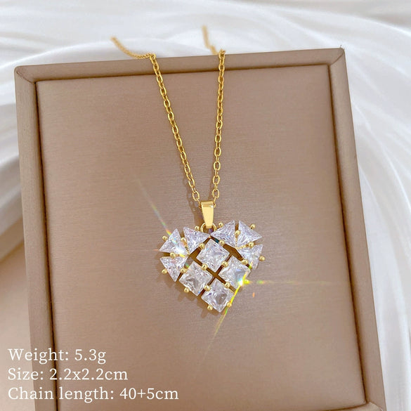 Wholesale Stainless Steel And Copper Animal Zodiac Pattern Luxury Style Fashionable Full Diamond Necklace Unisex Clavicle Chain