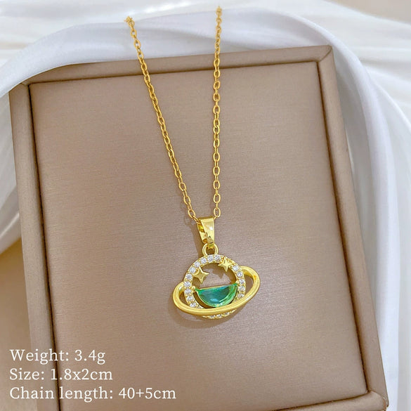 Wholesale Stainless Steel And Copper Animal Zodiac Pattern Luxury Style Fashionable Full Diamond Necklace Unisex Clavicle Chain