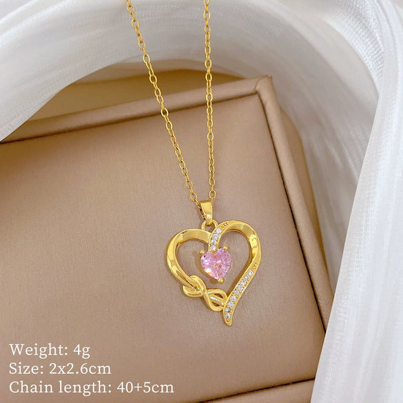 Wholesale Stainless Steel And Copper Animal Zodiac Pattern Luxury Style Fashionable Full Diamond Necklace Unisex Clavicle Chain